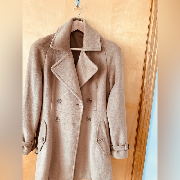 Theory Angora blend camel trench style coat SZ M - Picture 15 of 15
